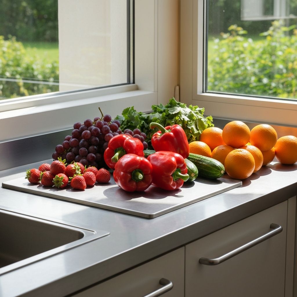 Moderne Küche mit frischen Zutaten